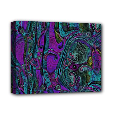 Purple Teal Abstract Jungle Print Pattern Deluxe Canvas 14  X 11  (stretched) by SpinnyChairDesigns