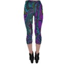 Purple Teal Abstract Jungle Print Pattern Capri Leggings  View2