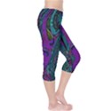 Purple Teal Abstract Jungle Print Pattern Capri Leggings  View4