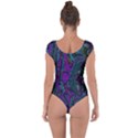 Purple Teal Abstract Jungle Print Pattern Short Sleeve Leotard  View2