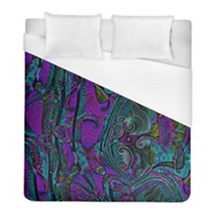 Purple Teal Abstract Jungle Print Pattern Duvet Cover (full/ Double Size) by SpinnyChairDesigns