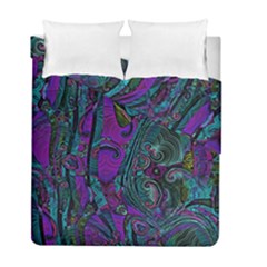 Purple Teal Abstract Jungle Print Pattern Duvet Cover Double Side (full/ Double Size) by SpinnyChairDesigns