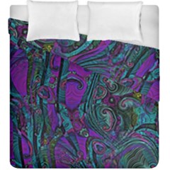 Purple Teal Abstract Jungle Print Pattern Duvet Cover Double Side (king Size) by SpinnyChairDesigns