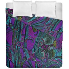 Purple Teal Abstract Jungle Print Pattern Duvet Cover Double Side (california King Size) by SpinnyChairDesigns