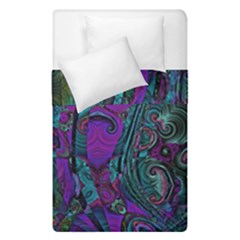 Purple Teal Abstract Jungle Print Pattern Duvet Cover Double Side (single Size) by SpinnyChairDesigns