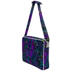 Purple Teal Abstract Jungle Print Pattern Cross Body Office Bag by SpinnyChairDesigns