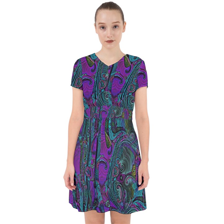 Purple Teal Abstract Jungle Print Pattern Adorable in Chiffon Dress