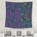 Purple Teal Abstract Jungle Print Pattern Square Tapestry (Large) View2