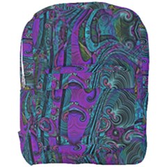 Purple Teal Abstract Jungle Print Pattern Full Print Backpack by SpinnyChairDesigns