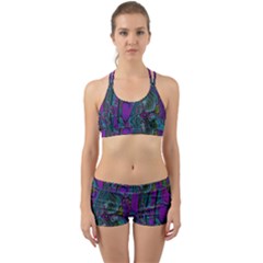 Purple Teal Abstract Jungle Print Pattern Back Web Gym Set by SpinnyChairDesigns