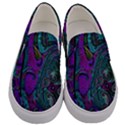 Purple Teal Abstract Jungle Print Pattern Men s Canvas Slip Ons View1