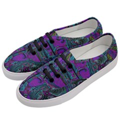 Purple Teal Abstract Jungle Print Pattern Women s Classic Low Top Sneakers by SpinnyChairDesigns