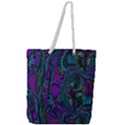 Purple Teal Abstract Jungle Print Pattern Full Print Rope Handle Tote (Large) View1