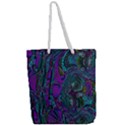 Purple Teal Abstract Jungle Print Pattern Full Print Rope Handle Tote (Large) View2