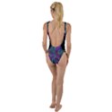 Purple Teal Abstract Jungle Print Pattern High Leg Strappy Swimsuit View2