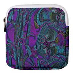 Purple Teal Abstract Jungle Print Pattern Mini Square Pouch by SpinnyChairDesigns