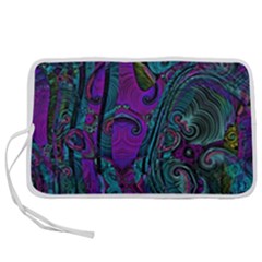 Purple Teal Abstract Jungle Print Pattern Pen Storage Case (m) by SpinnyChairDesigns