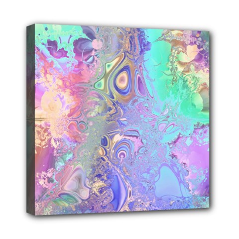 Pastel Marble Paint Swirl Pattern Mini Canvas 8  X 8  (stretched) by SpinnyChairDesigns