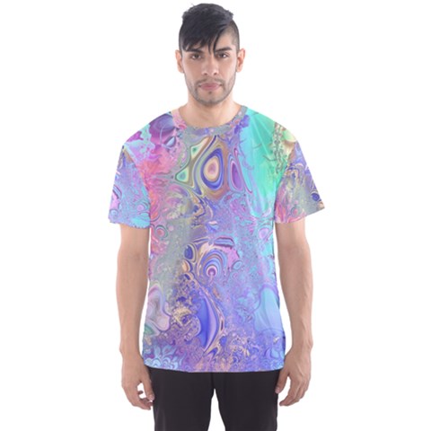 Pastel Marble Paint Swirl Pattern Men s Sport Mesh Tee by SpinnyChairDesigns