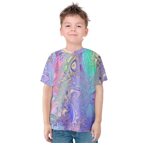 Pastel Marble Paint Swirl Pattern Kids  Cotton Tee by SpinnyChairDesigns