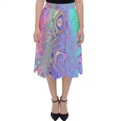 Pastel Marble Paint Swirl Pattern Classic Midi Skirt by SpinnyChairDesigns