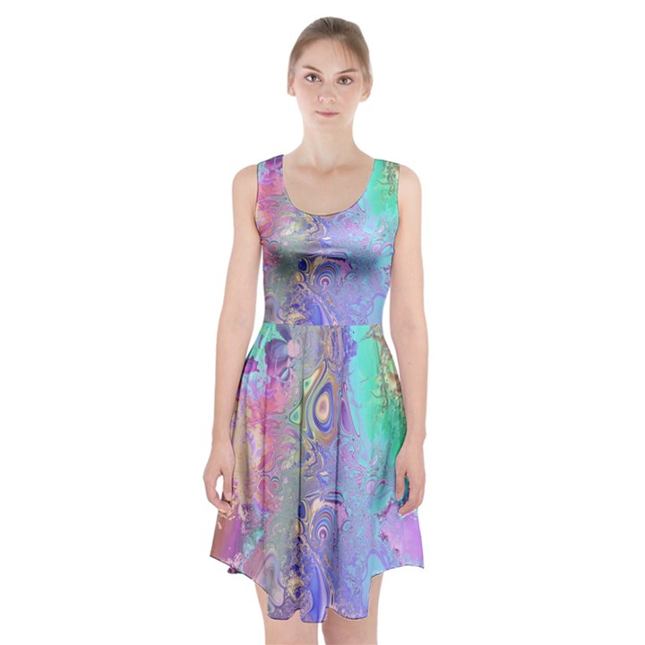 Pastel Marble Paint Swirl Pattern Racerback Midi Dress