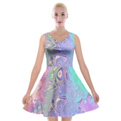 Pastel Marble Paint Swirl Pattern Velvet Skater Dress by SpinnyChairDesigns