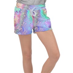 Pastel Marble Paint Swirl Pattern Velour Lounge Shorts by SpinnyChairDesigns