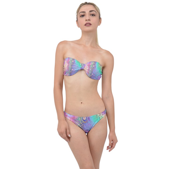 Pastel Marble Paint Swirl Pattern Classic Bandeau Bikini Set