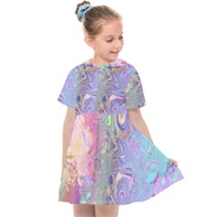 Pastel Marble Paint Swirl Pattern Kids  Sailor Dress by SpinnyChairDesigns