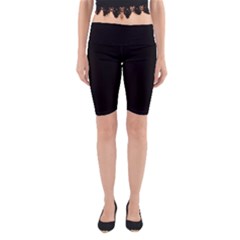 Plain Black Solid Color Yoga Cropped Leggings by FlagGallery