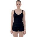 Plain Black Solid Color Tie Front Two Piece Tankini View1