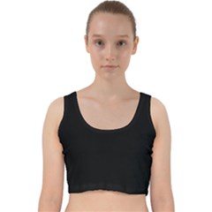 Plain Black Solid Color Velvet Racer Back Crop Top by FlagGallery