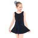 Plain Black Solid Color Kids  Skater Dress Swimsuit View1