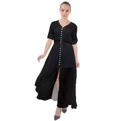 Plain Black Solid Color Waist Tie Boho Maxi Dress by FlagGallery