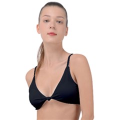 Plain Black Solid Color Knot Up Bikini Top by FlagGallery