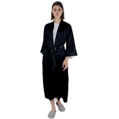 Plain Black Solid Color Maxi Satin Kimono