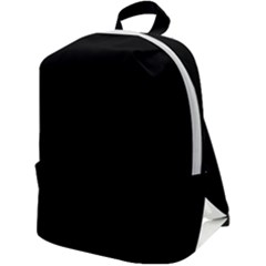 Plain Black Solid Color Zip Up Backpack