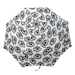 Black And White Cartoon Eyeballs Folding Umbrellas by SpinnyChairDesigns