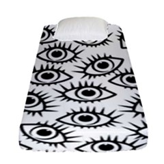 Black And White Cartoon Eyeballs Fitted Sheet (single Size) by SpinnyChairDesigns