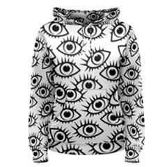 Black And White Cartoon Eyeballs Women s Pullover Hoodie by SpinnyChairDesigns