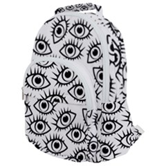 Black And White Cartoon Eyeballs Rounded Multi Pocket Backpack by SpinnyChairDesigns