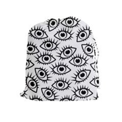 Black And White Cartoon Eyeballs Drawstring Pouch (xl) by SpinnyChairDesigns