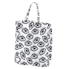 Black And White Cartoon Eyeballs Giant Grocery Tote by SpinnyChairDesigns