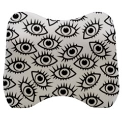 Black And White Cartoon Eyeballs Velour Head Support Cushion by SpinnyChairDesigns