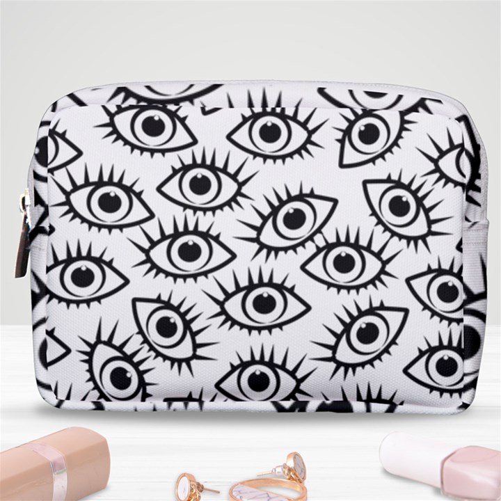 Black and White Cartoon Eyeballs Make Up Pouch (Medium)