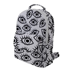 Black And White Cartoon Eyeballs Flap Pocket Backpack (large) by SpinnyChairDesigns