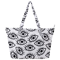 Black And White Cartoon Eyeballs Full Print Shoulder Bag by SpinnyChairDesigns