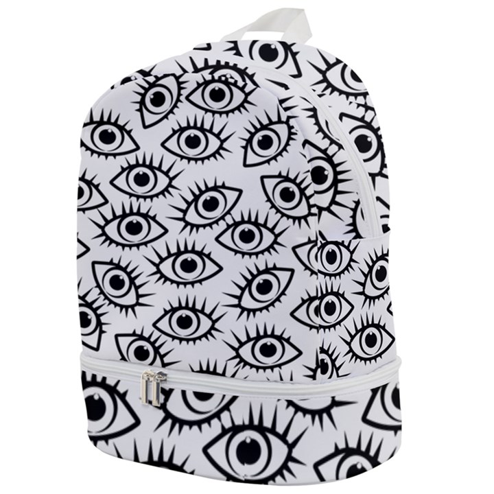 Black and White Cartoon Eyeballs Zip Bottom Backpack