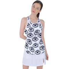 Black And White Cartoon Eyeballs Racer Back Mesh Tank Top